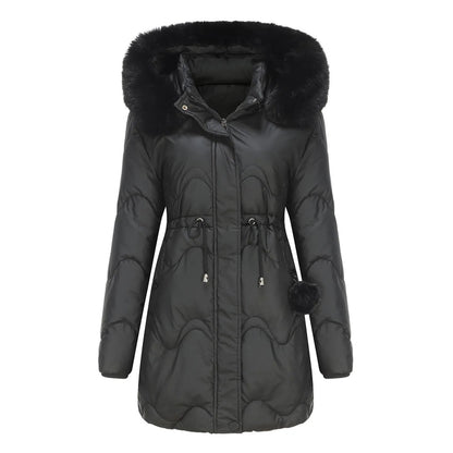 Warm winter coat with a plush collar – Renata
