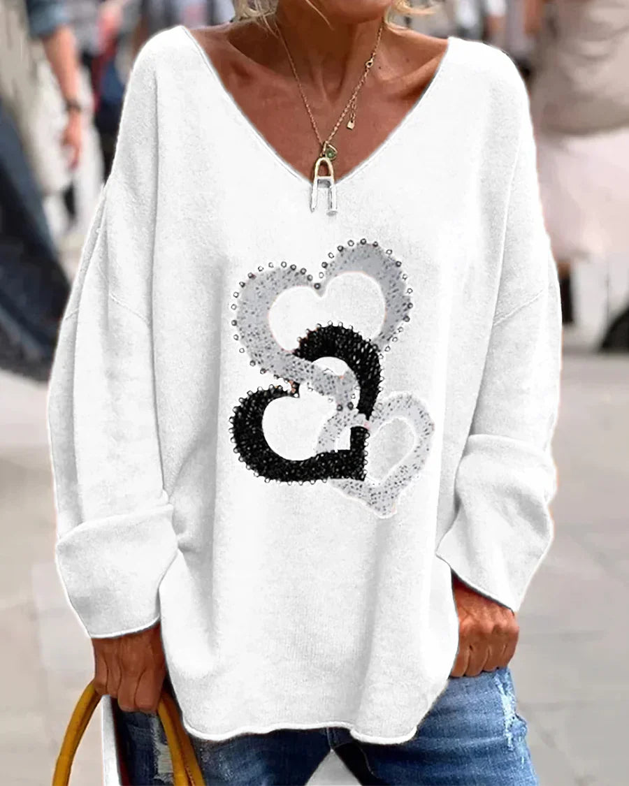 Women's comfortable graphic Flosa sweater
