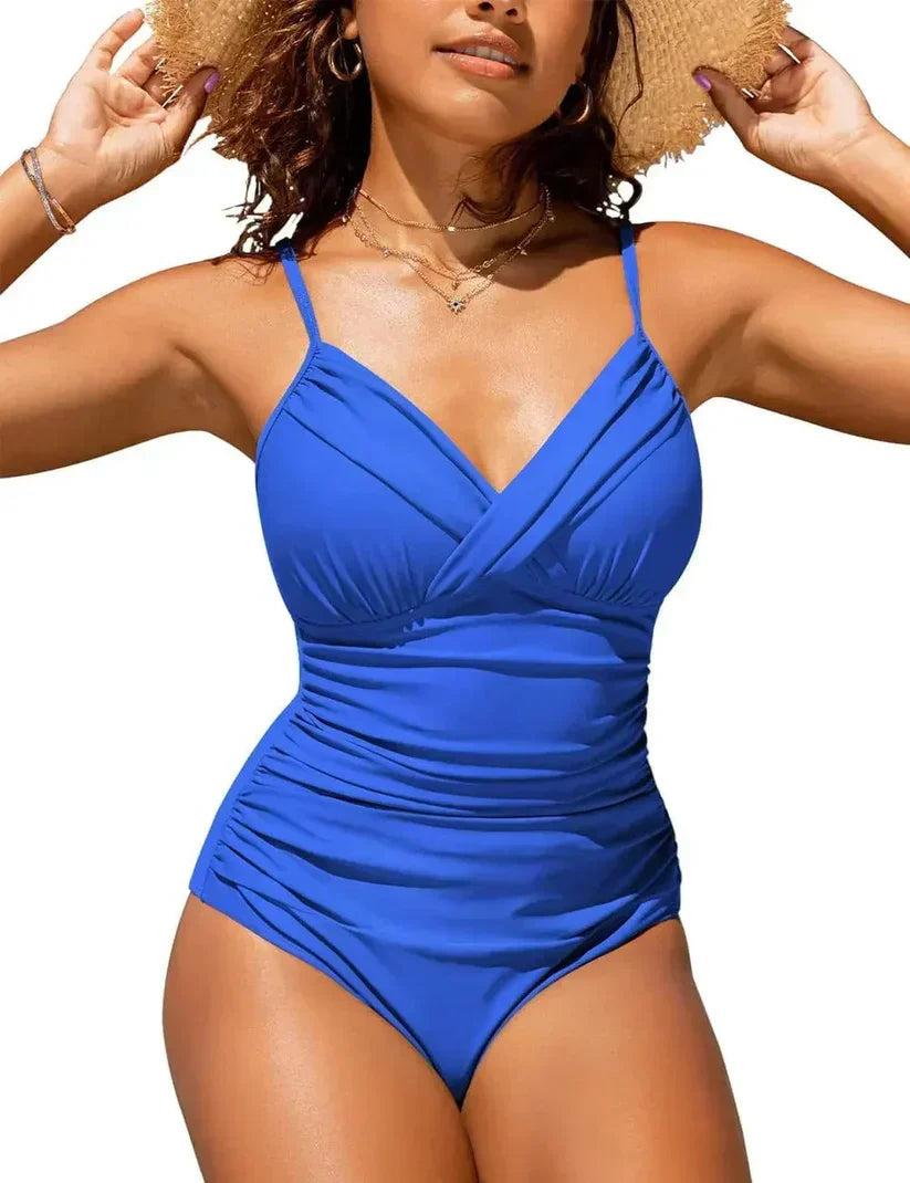 Women's Lift Bra Swimsuit with Deep V Neck