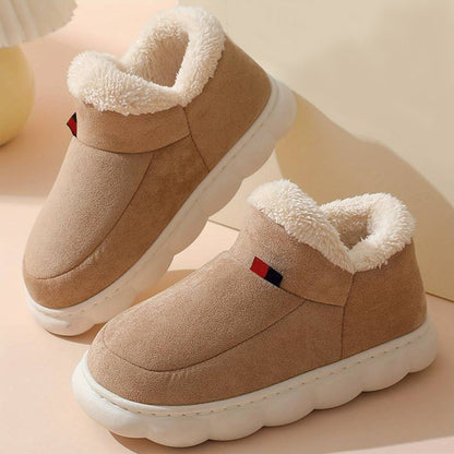 Winter slippers with fur trim