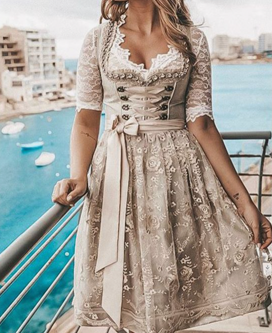Eloura-Moda | Traditional German Dirndl Dress with Laced Bodice