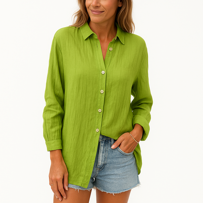 Women's Blouse - Loose Oversize Model - Button Closure - Linen