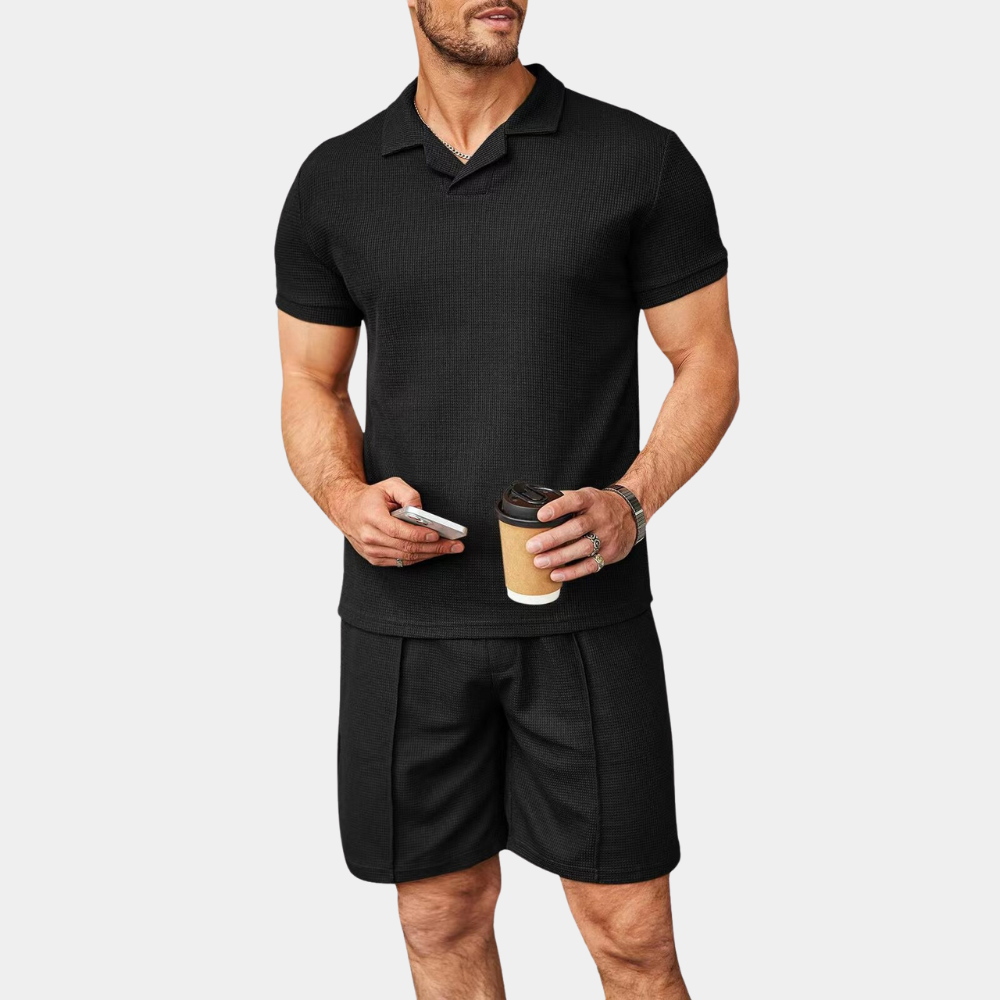 Adam | Men's Two-Piece Set Blue Size M Cotton
