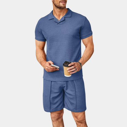Adam | Men's Two-Piece Set Blue Size M Cotton