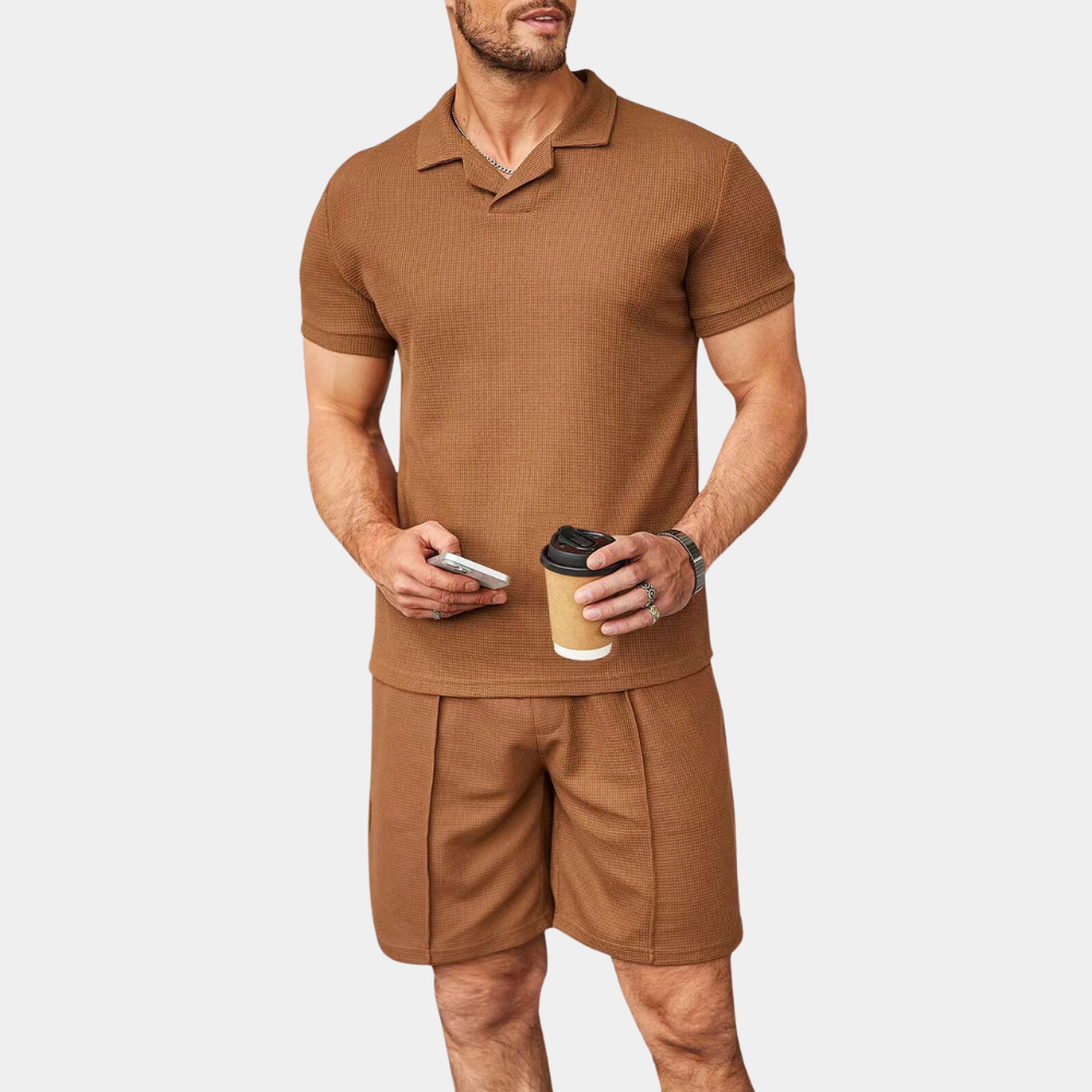 Adam | Men's Two-Piece Set Blue Size M Cotton