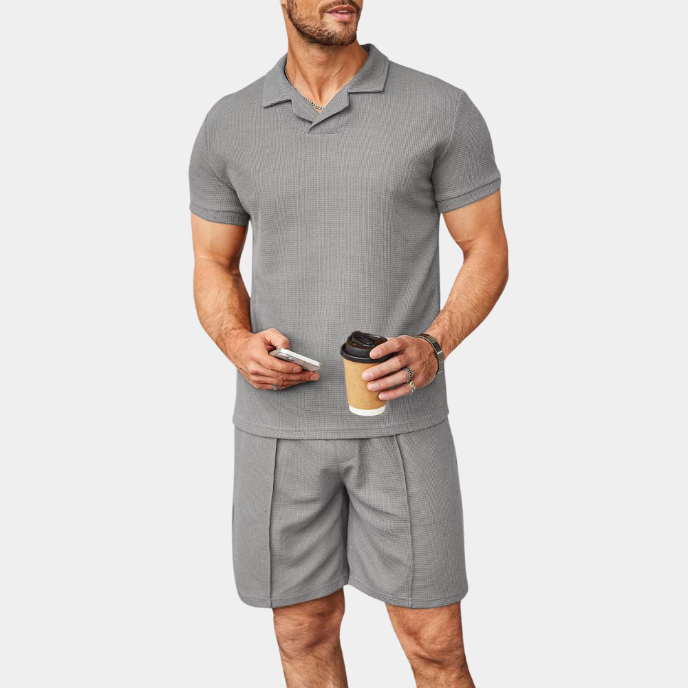 Adam | Men's Two-Piece Set Blue Size M Cotton