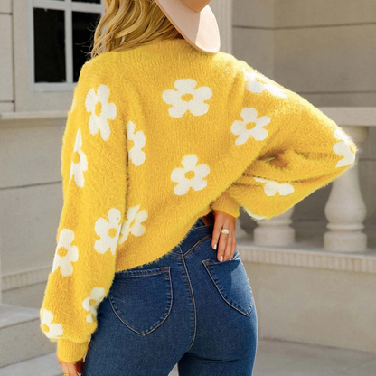 Women's Pretty Flower Knit Sweater