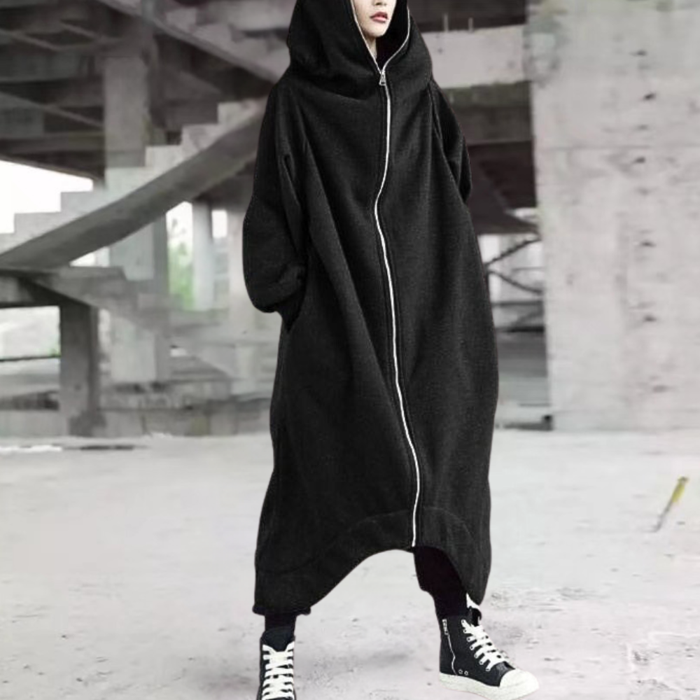 Warm Women's Parka Coat with Hood and Zipper - Olytrend
