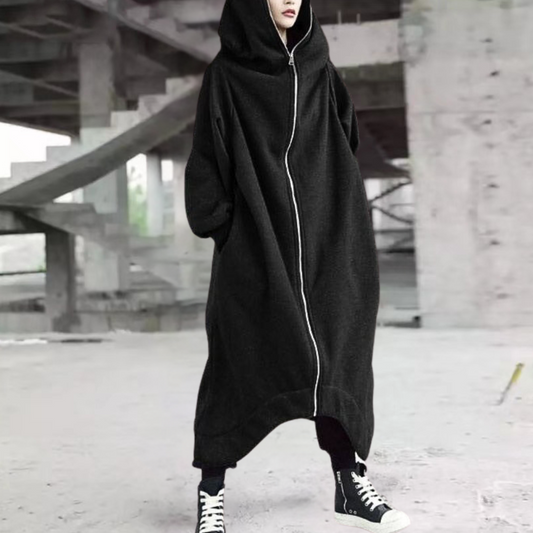 Warm Women's Parka Coat with Hood and Zipper - Olytrend