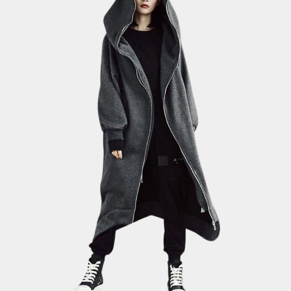 Warm Women's Parka Coat with Hood and Zipper