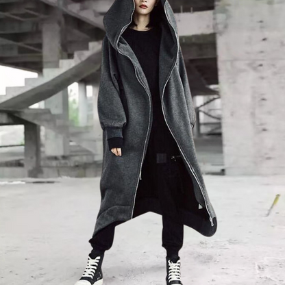 Warm Women's Parka Coat with Hood and Zipper