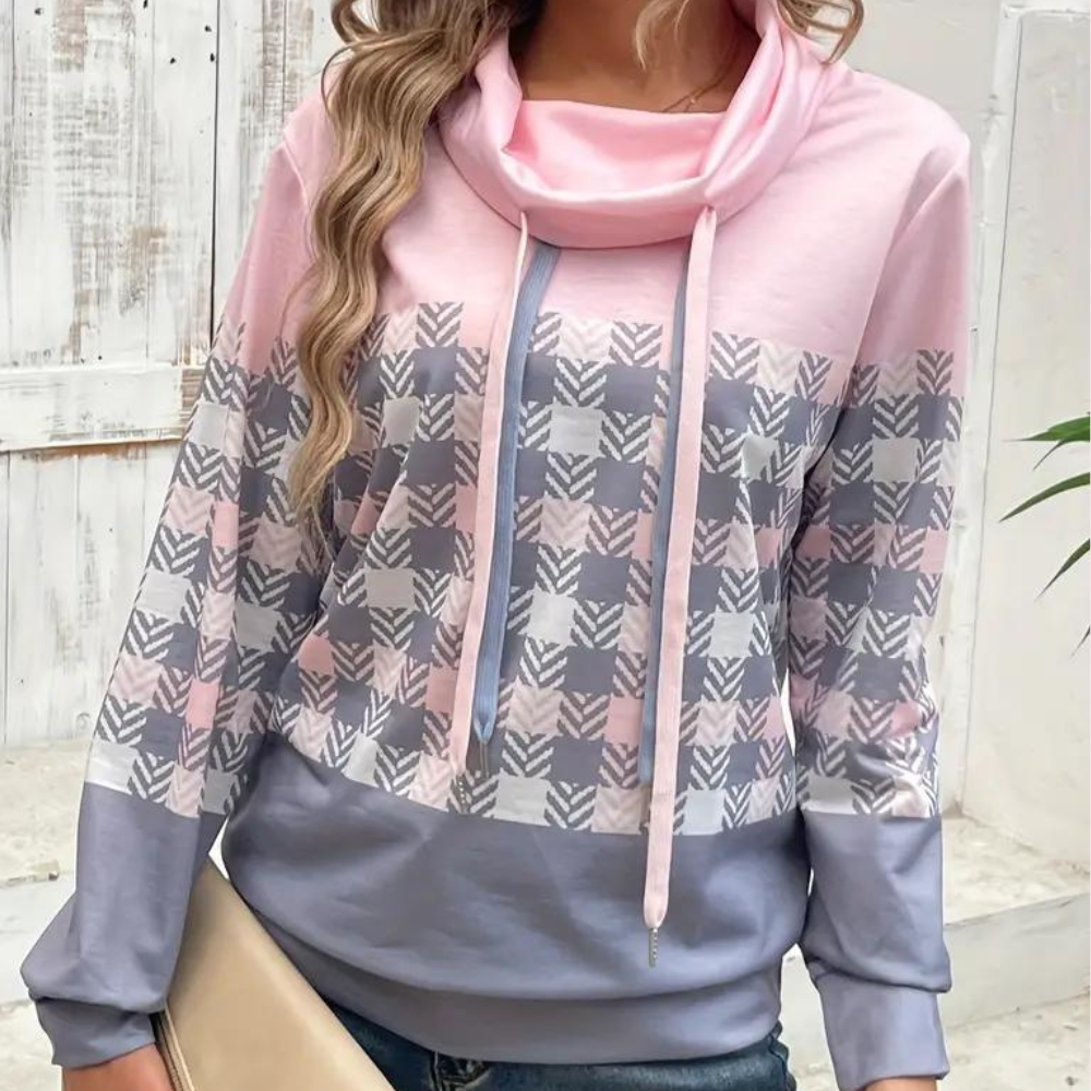 Women's stylish and cozy checked Emmanuelle sweatshirt