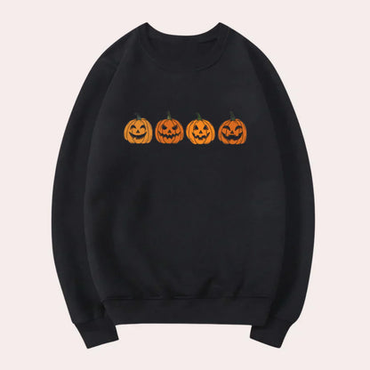 Women's Afra Halloween Dress: Round Neck, Pumpkin Design