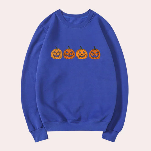 Women's Afra Halloween Dress: Round Neck, Pumpkin Design