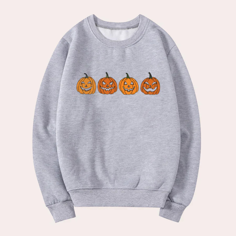Women's Afra Halloween Dress: Round Neck, Pumpkin Design