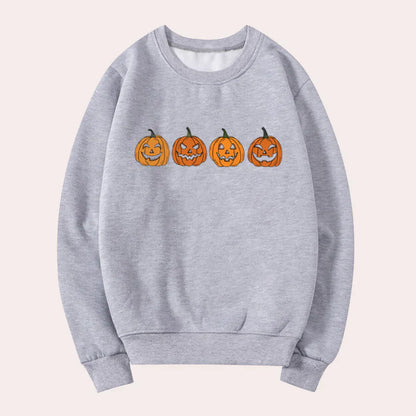 Women's Afra Halloween Dress: Round Neck, Pumpkin Design