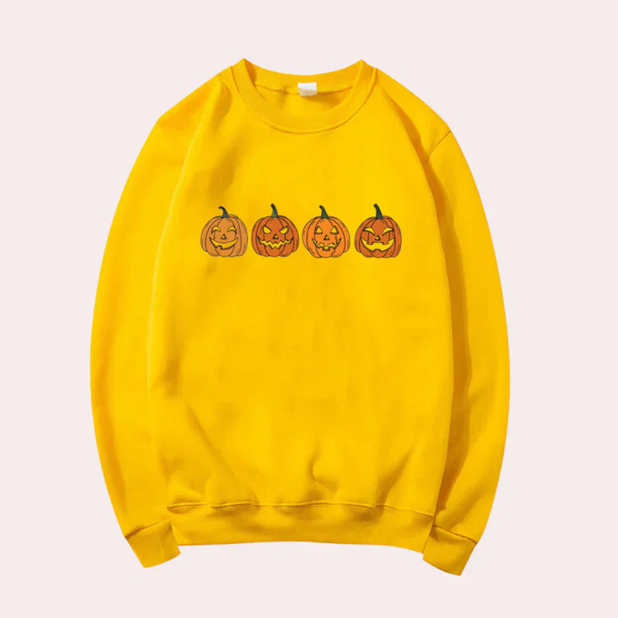 Women's Afra Halloween Dress: Round Neck, Pumpkin Design
