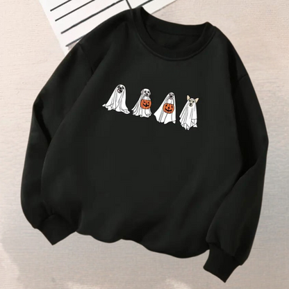 Women's Spooky Dog Print Halloween Sweatshirt - Kinga