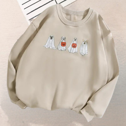 Women's Spooky Dog Print Halloween Sweatshirt - Kinga