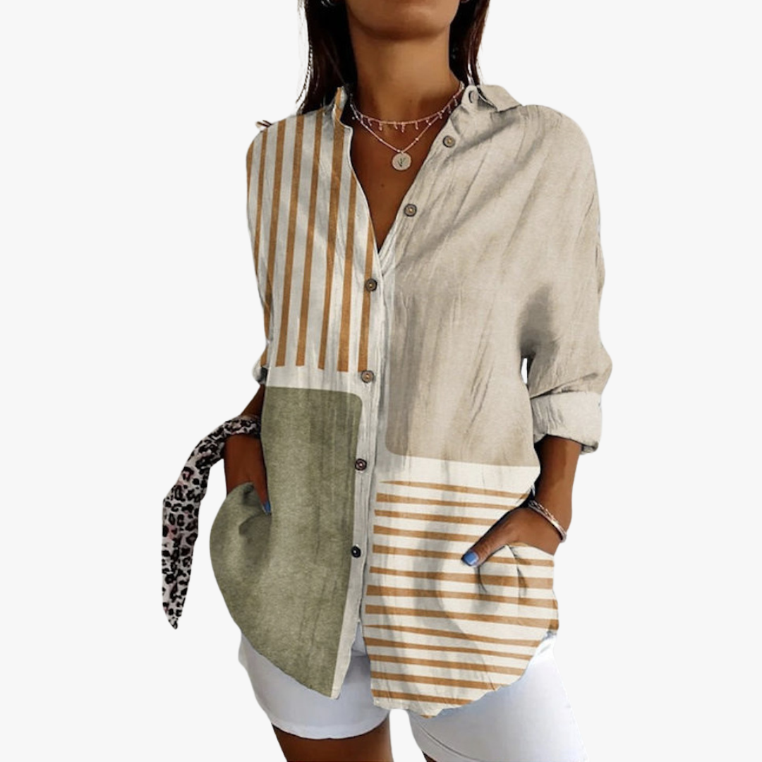Beatrix | Embroidered Linen Blouse for Women with Handcrafted Embroidery
