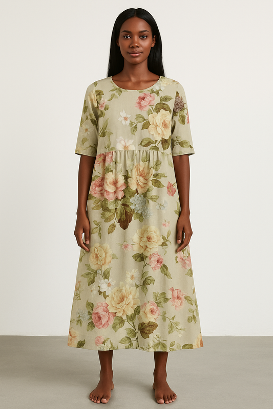Beige Casual Mid Length Dress - Olytrend