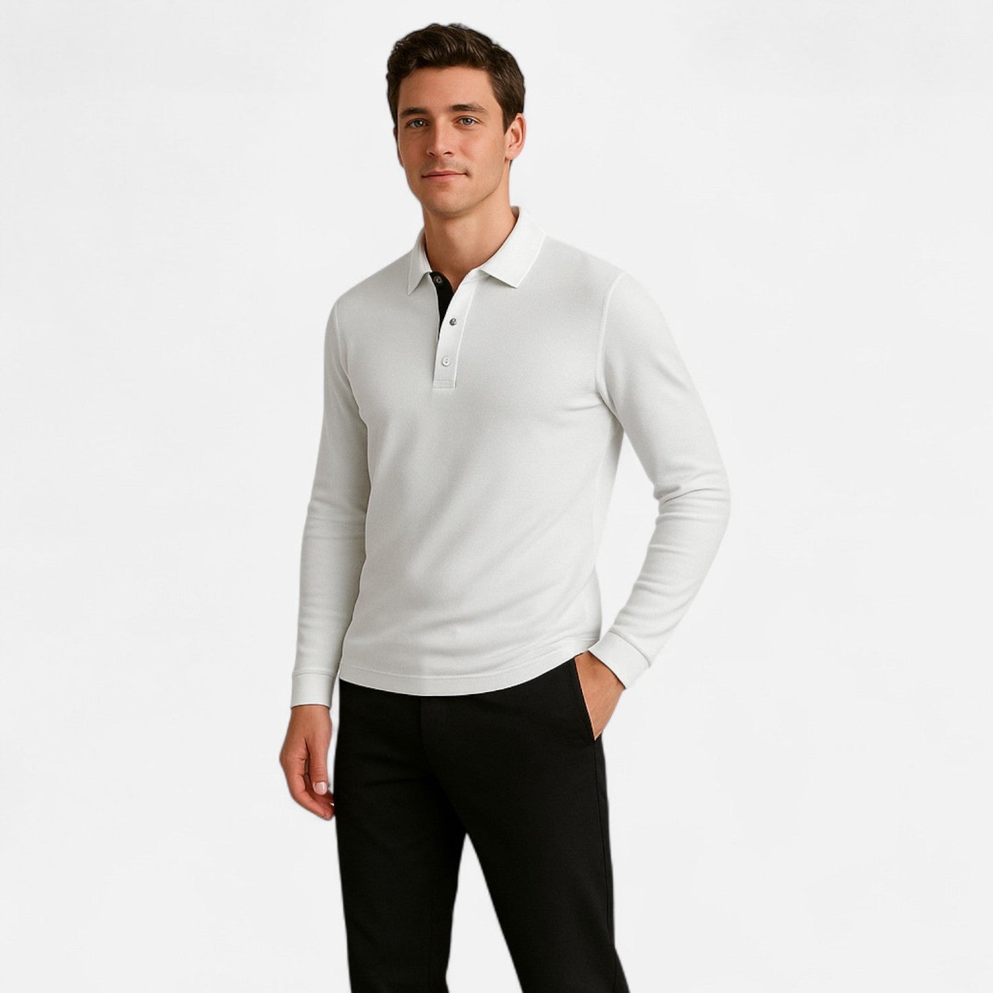 Ancienne Monde | Long Sleeve Polo for Men – Comfortable Elegance for Autumn and Business Casual