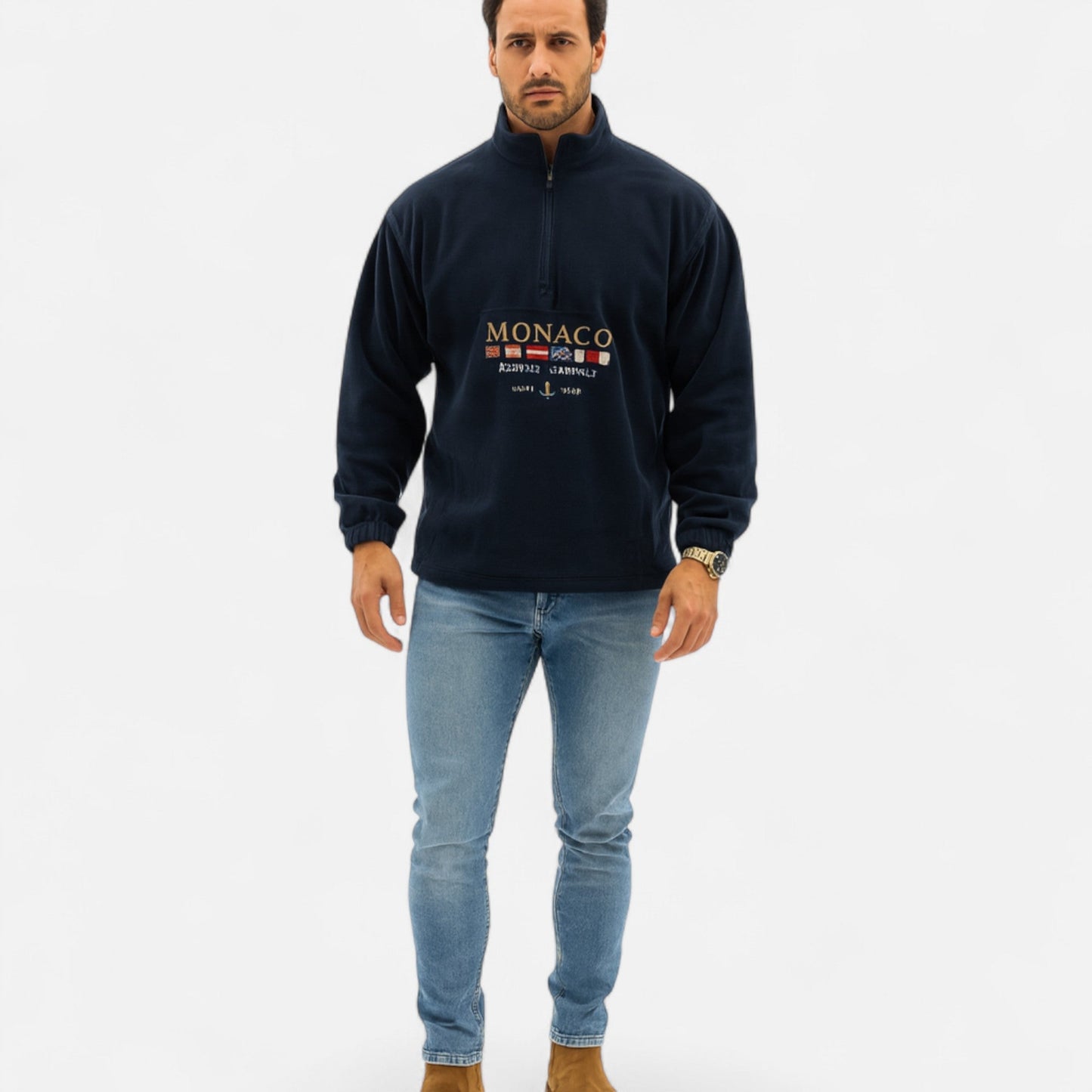 Ancient World | Men's Half-Zip Sweater Monaco – Timeless Elegance, Refined Comfort