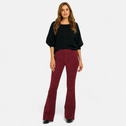Ancient World | Women's High Waist Flared Pants – Timeless Style, Elegant Silhouette