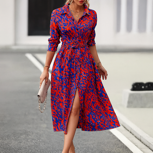 Casual V Neck Summer Dress with Side Slit - Olytrend