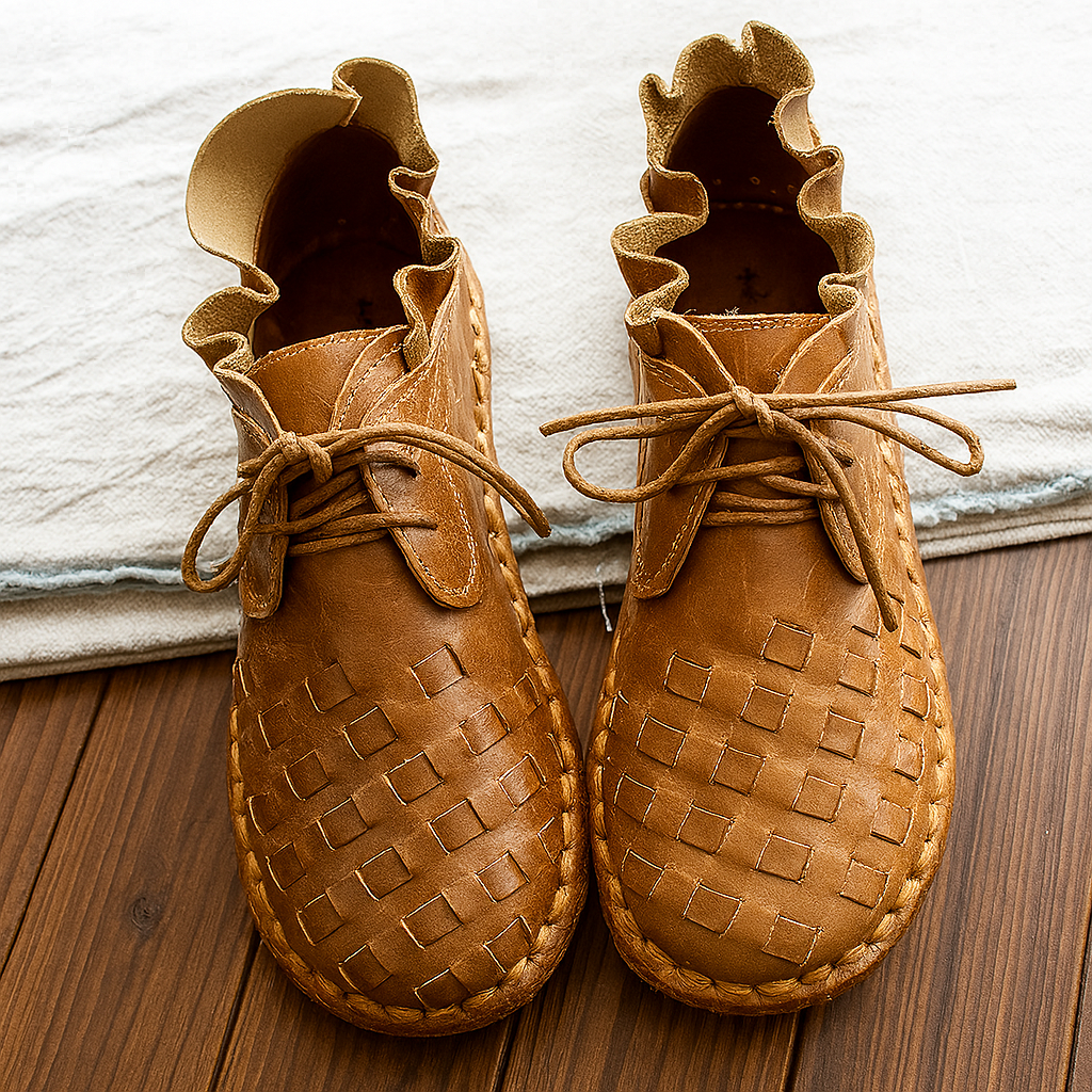 Vintage Boho Chic Handmade Leather Flat Shoes