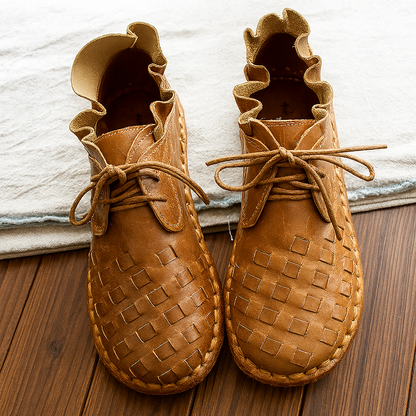Vintage Boho Chic Leather Flat Shoes