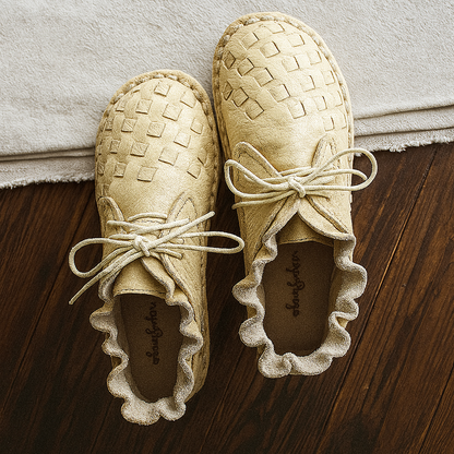 Vintage Boho Chic Leather Flat Shoes