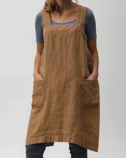 Casual Summer Dress with Pockets and Cotton Linen Blend - Olytrend