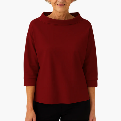 Women's Elegant Top with Stand-up Collar – Stylish Basic for Everyday and Special Occasions