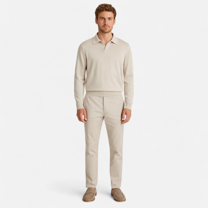 Ancient World | Men's Long Sleeve Polo – Classic Collar and Elegant Structured Knit