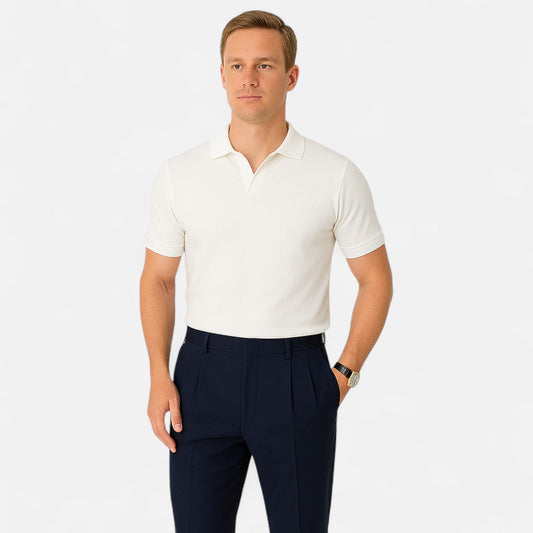 Ancient World | Men's V-Neck Polo – Discreet Luxury, Classic Elegance "Old Money"