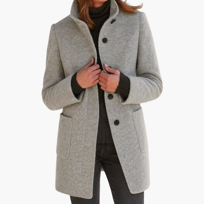 Women's Classic City Coat with Stand-up Collar – Elegant Everyday Coat for Autumn and Winter