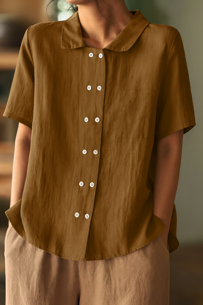 Casual Loose Fit Cotton Blend Shirt