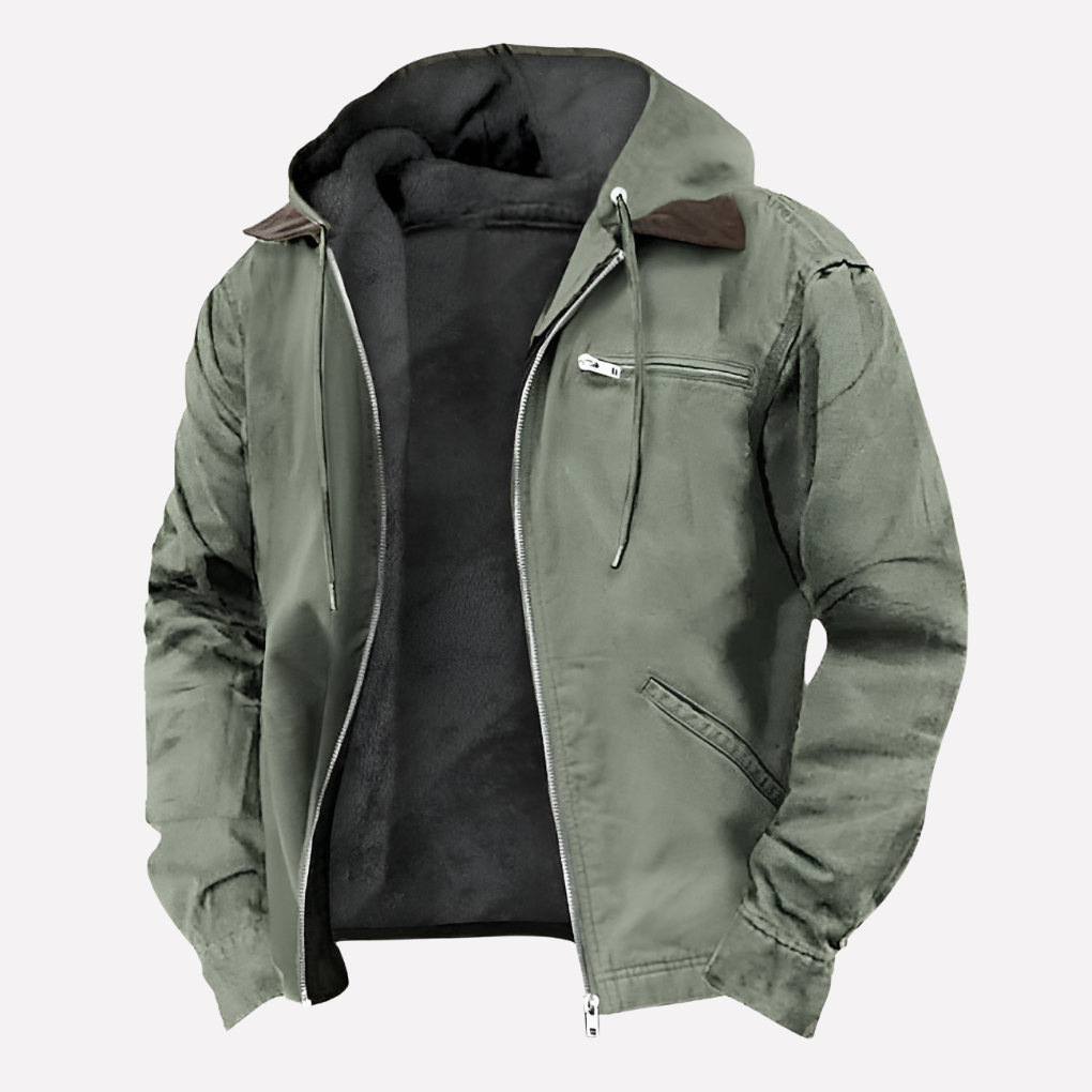 Waterproof Hooded Coat for Men with Zip Pockets