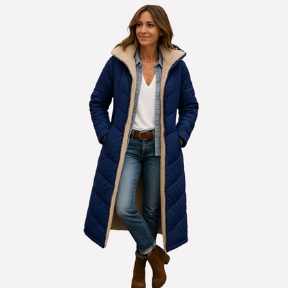 Warm Women's Padded Parka with Hood and Fleece Lining - Olytrend