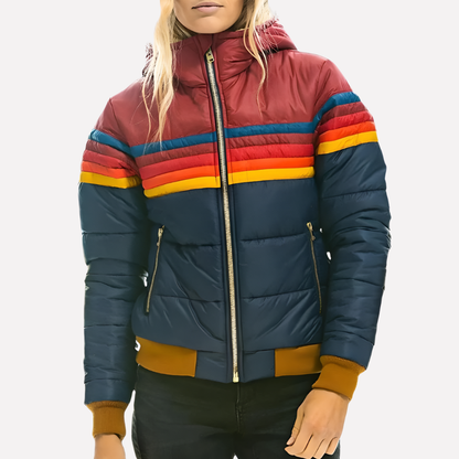 Warm Padded Women's Parka with Hood and Zip