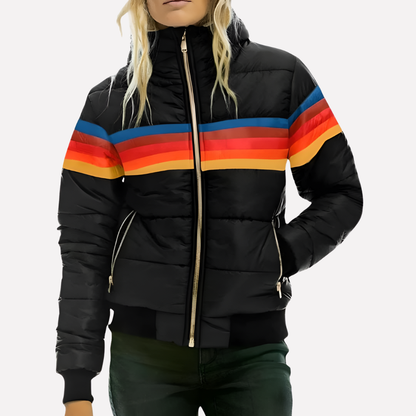 Warm Padded Women's Parka with Hood and Zip