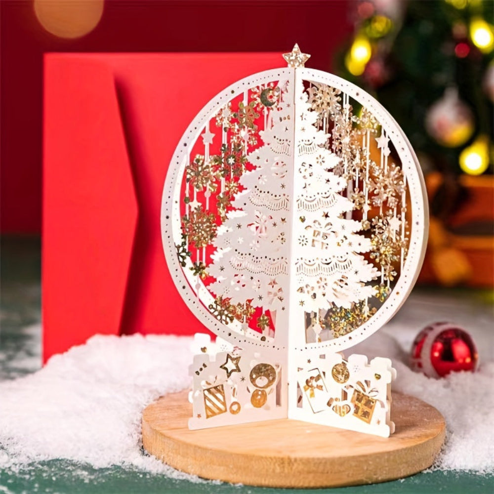 3D Pop Up Christmas Cards 3D Laser-Cut Tree Ornament Display