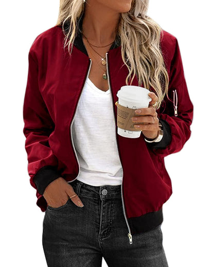 Women's Street Style Bomber Jacket | With Zipper