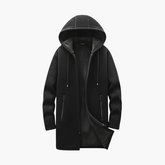 Warm Hooded Coat with Fleece Lining and Zip Pockets - Olytrend