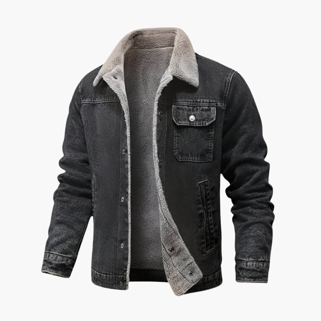 Warm Insulated Denim Mens Jacket - Olytrend