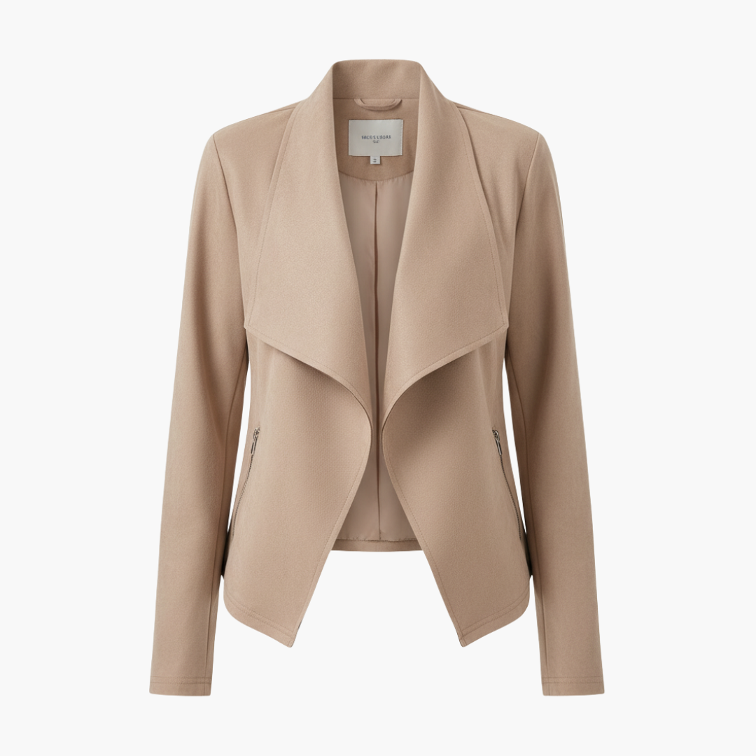 Women's Relaxed Fit Coat with Zipper Pockets - Olytrend