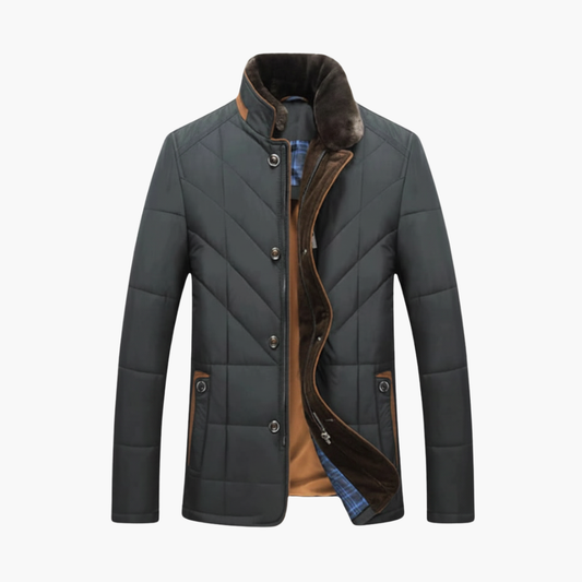 Warm Padded Mens Jacket with Button Front - Olytrend