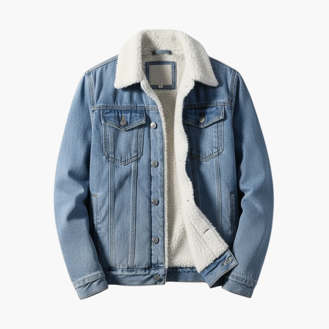 Warm Fleece Lined Denim Jacket for Men - Olytrend