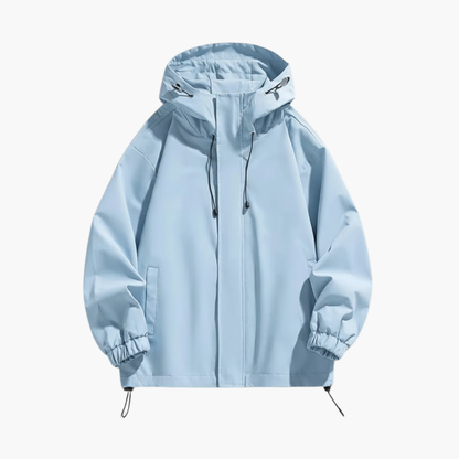 Waterproof Hooded Zip Up Mens Jacket with Adjustable Hem - Olytrend